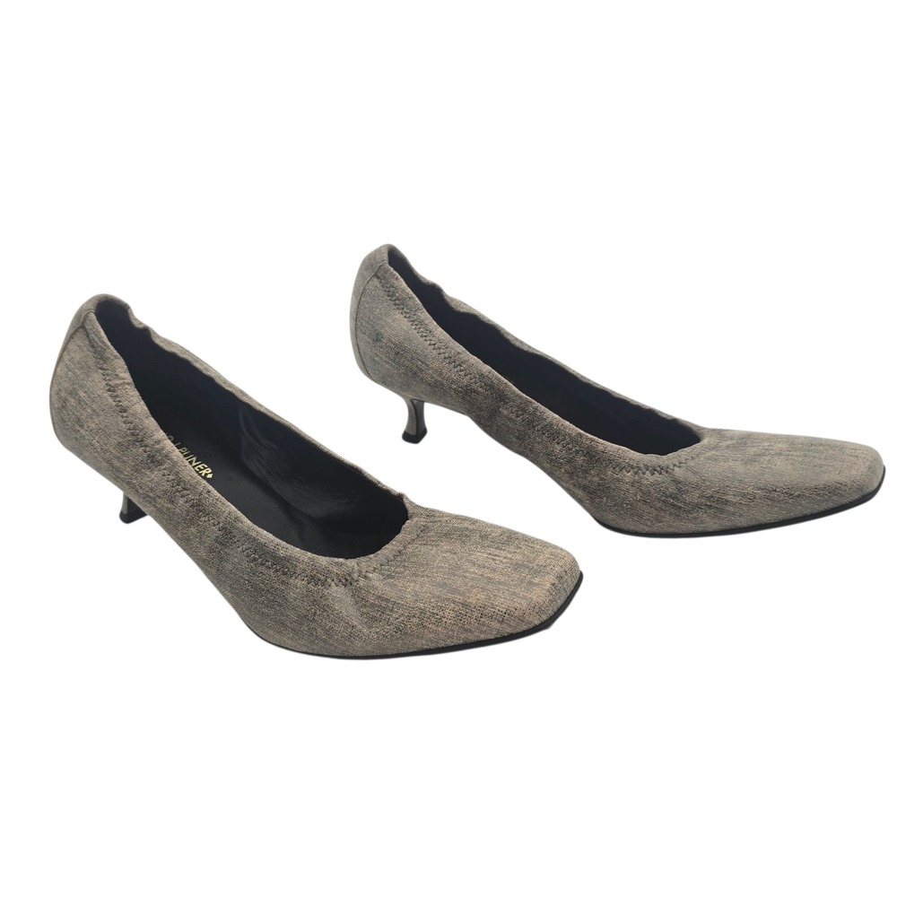 Donald J Pliner Seana Y2K Kitten Heel Pump 8.5 Taupe Linen Italy Quiet Luxury
